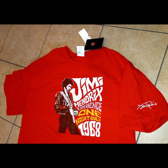 NEW JIMI HENDRIX Concert T-Shirt Size XL Red Experience 1968 COTTON TOP - Picture 2 of 5